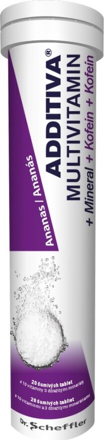 Additiva multivitaminy + minerály + kofein Ananas 20 šumivých tablet