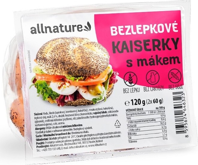 Allnature Bezlepková kaiserka s mákem 2x60g