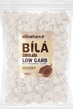 Allnature Čokoláda bílá pecičky LOW CARB 500g