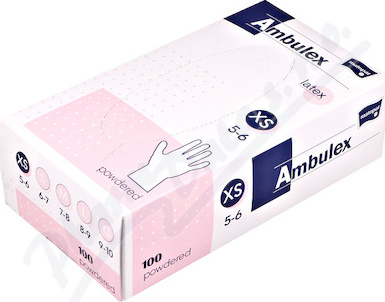 Ambulex rukavice latexové jemně pudrované XS 100ks