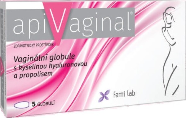 Apivaginal Vaginální globule s kyselinou hyaluronovou a propolisem 5ks