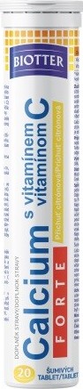 Biotter Calcium Forte s vitamínem C Citrón 20 šumivých tablet