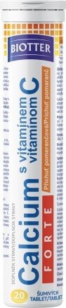 Biotter Calcium s vitamín C pomeranč 20ks šumivých tablet