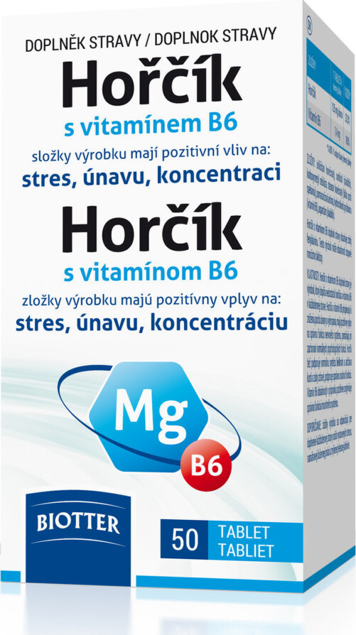 Biotter Hořčík 125mg s vitamínem B6 tbl.50