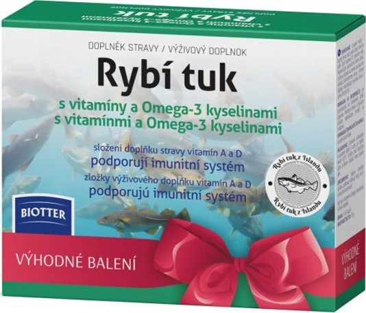 Biotter Rybí tuk s vitaminy a omega-3 kyselinami 3x60 kapslí