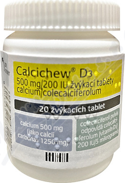 CALCICHEW D3 500MG/200IU žvýkací tableta 20