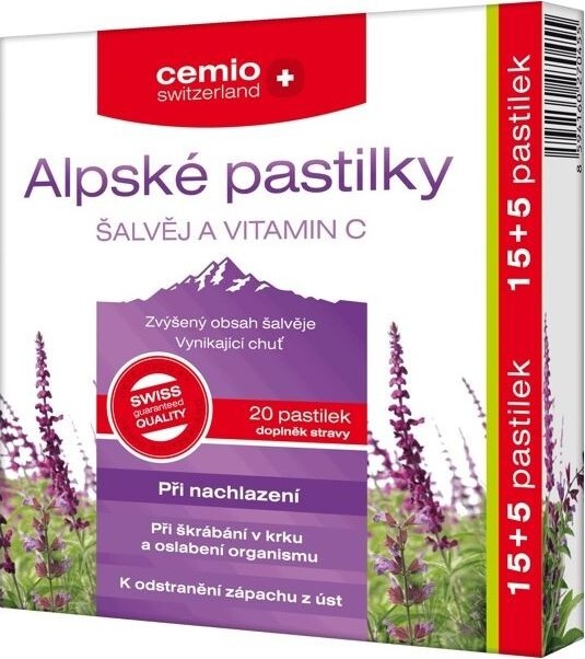 Cemio Alpské pastilky ŠALVĚJ A VITAMIN C pst.15+5