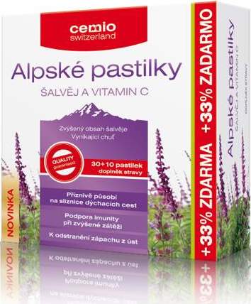 Cemio Alpské pastilky ŠALVĚJ a VITAMIN C pst.30+10