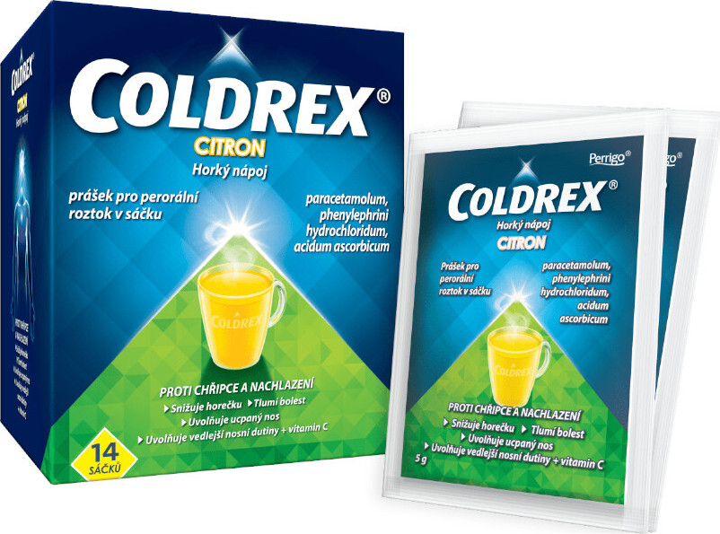 COLDREX HORKÝ NÁPOJ CITRON 750MG/10MG/60MG perorální prášek pro roztok v sáčku 14 I