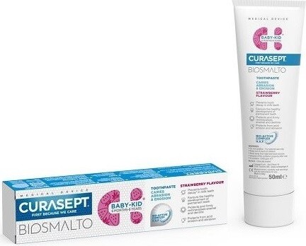 CURASEPT Biosmalto BABY Abraze&Eroz Zubní pasta Jahoda 50 ml