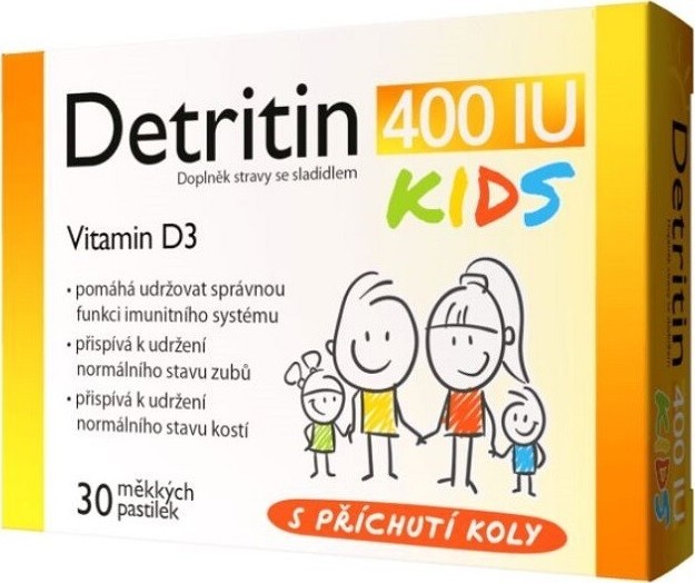 Detritin Kids 400IU vitamin D3 30 měkkých pastilek