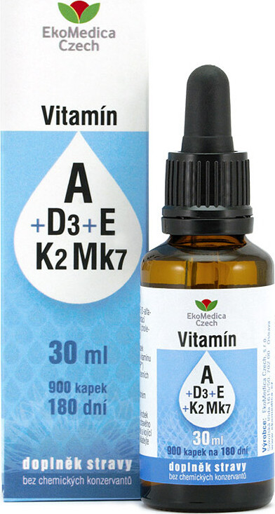 EKOMEDICA Vitamín A + Vitamín D3 + Vitamín E + Vitamín K2 + Vitamín Mk7 30ml