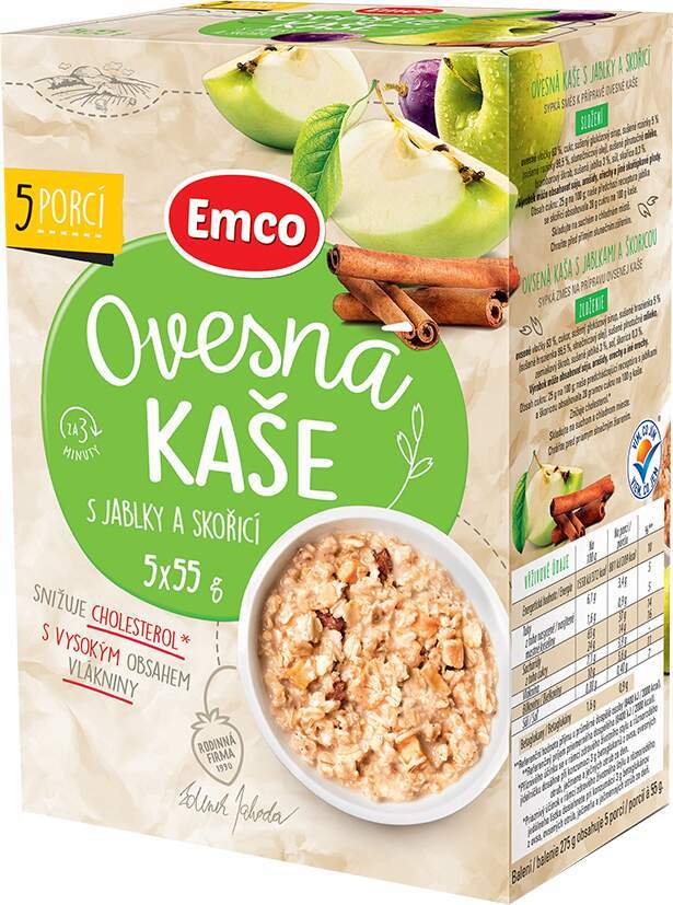 EMCO Ovesná kaše s jablky a skořicí 5x55g