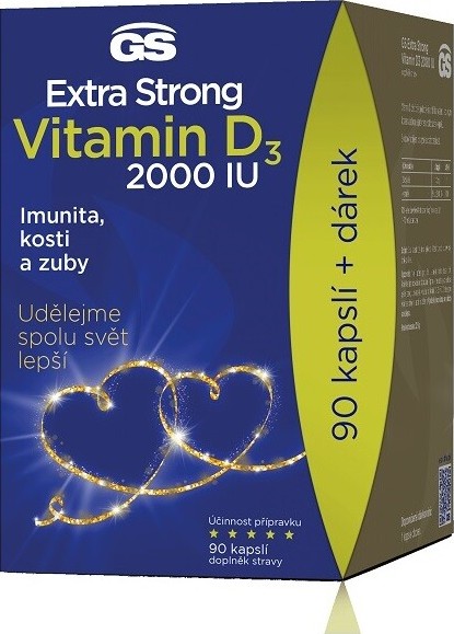 GS Extra Strong Vitamin D3 2000 IU 90 kapslí - balení 2 ks