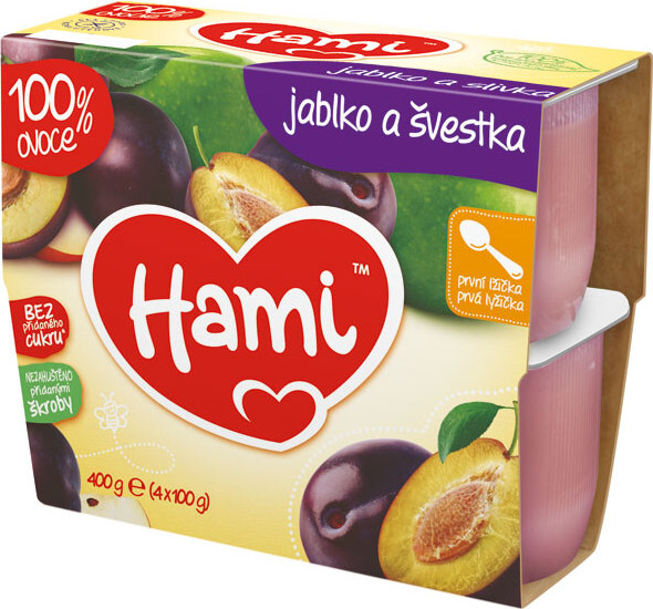 Hami 100% ov. jablko a švestka 4x100g 4M