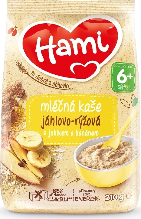 Hami mléčná kaše jáhlovo-rýžová jablko a banán 210g