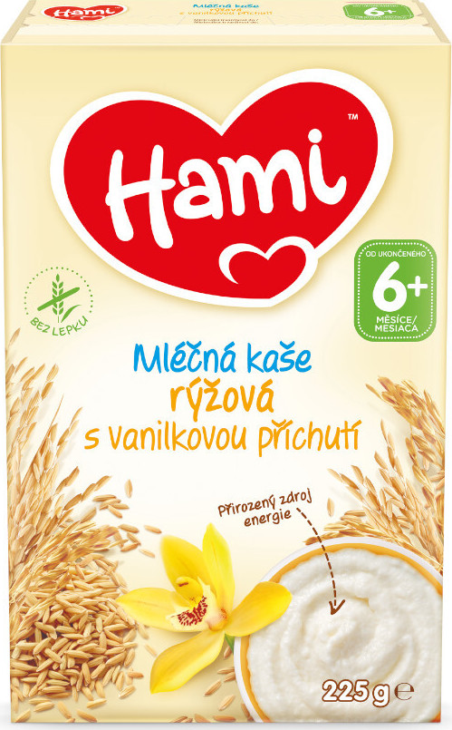 Hami mléčná kaše rýžová s vanilkovou příchutí 225g 6M