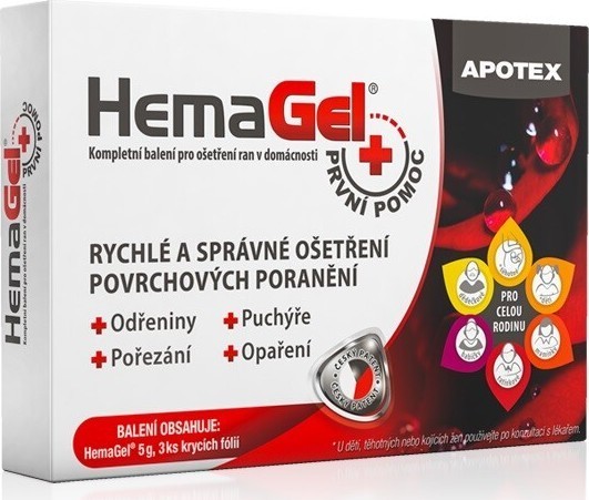 Hemagel PRVNÍ POMOC 5g + krycí fólie 3ks