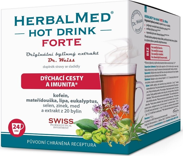 HERBALMED HotDrink Forte Dr.Weiss s kofeinem 24 sáčků