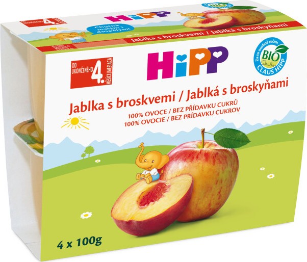 HiPP KAPSIČKA BIO Jablka s broskvemi 4x100g