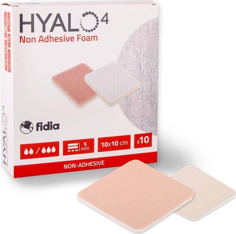 HYALO4 NON ADHESIVE FOAM 10 X 10 CM NEADHEZIVNÍ PĚNOVÉ KRYTÍ URČENÉ K ABSORPCI EXSUDÁT