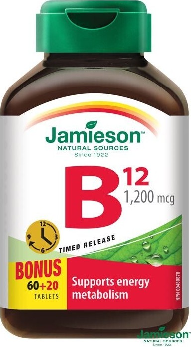 JAMIESON Vitamín B12 1200mcg s postupným uvolňováním 80 tablet