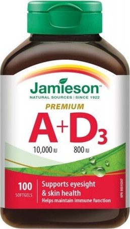 JAMIESON Vitamíny A+D 10000/800IU Premium cps.100