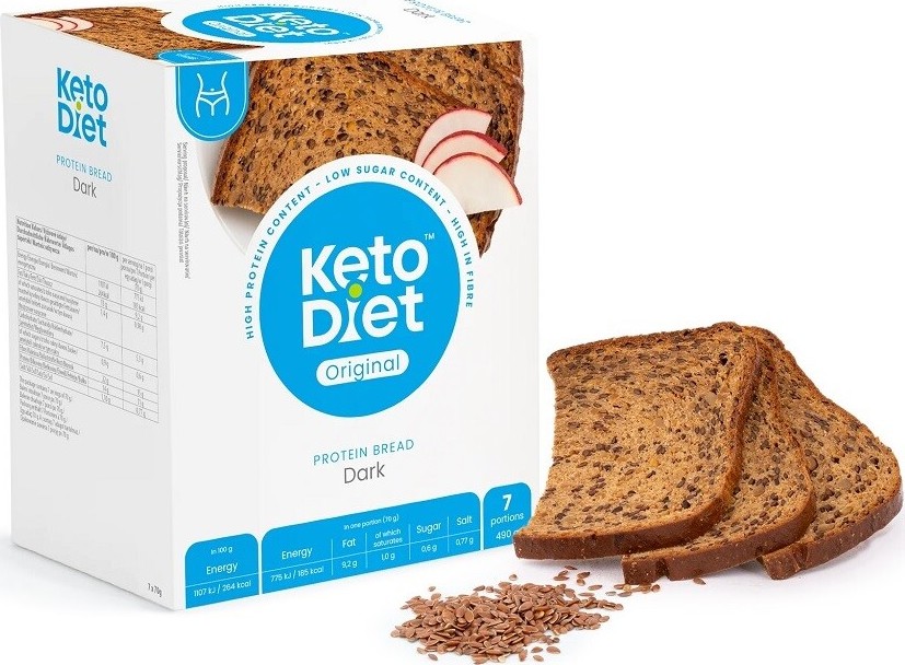 KetoDiet Proteinový chléb tmavý 7x70g