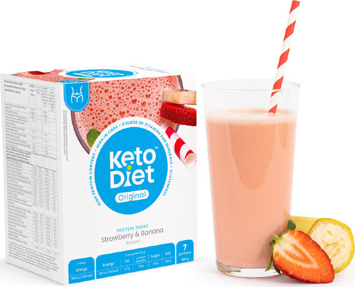 KetoDiet Proteinový nápoj jahoda a banán 7x27g