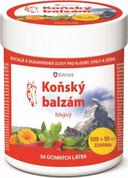 Koňský balzám SWISS hřejivý 500 + 50 ml