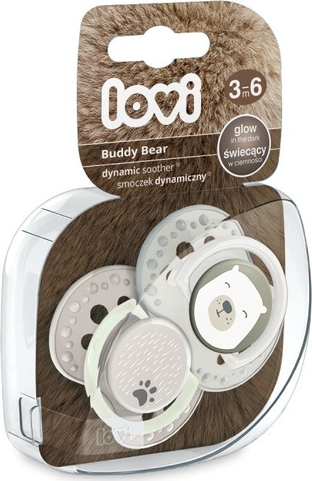 LOVI Dudlík silik.dynam.LOVI BUDDY BEAR 3-6m 2ks