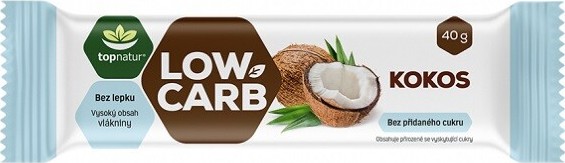 LOW CARB tyčinka kokos 40g TOPNATUR