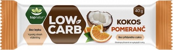 LOW CARB tyčinka kokos&pomeranč 40g TOPNATUR