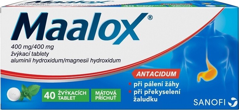 MAALOX 400MG/400MG žvýkací tableta 40