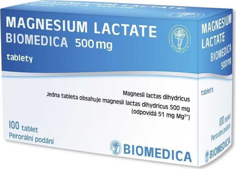 MAGNESIUM LACTATE BIOMEDICA 500MG neobalené tablety 100