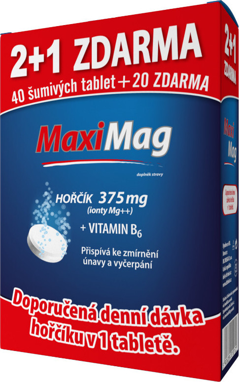 MaxiMag Hořčík+B6 šumivé tbl.2+1 3x20 tbl.