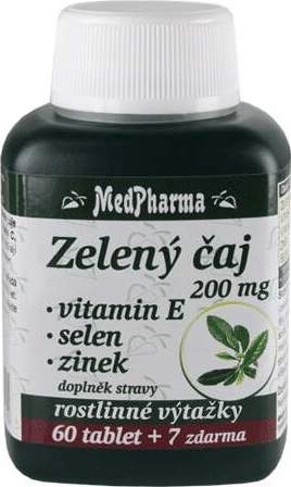 MedPharma Zelený čaj 200mg Vitamín E + Selen + Zinek 67 tablet