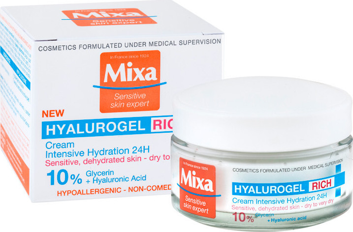 Mixa Hyalurogel rich intenzivní hydratační pleťový krém pro citlivou