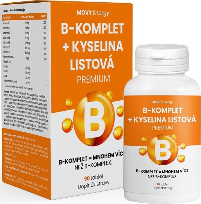 MOVit B-Komplet+Kyselina listová PREMIUM 90 tablet