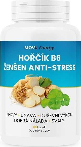 MOVit Hořčík B6 Ženšen Anti-stress 60 kapslí
