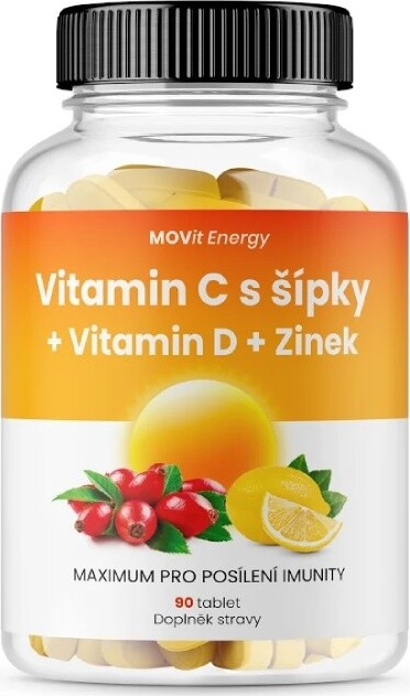 MOVit Vitamin C 1200 mg s šípky + Vitamin D + Zinek PREMIUM 90 tablet