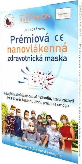 Nano M.ON Nano rouška Prémiová Nanovlákenná zdravotnická maska Univerzální bílá 10 ks