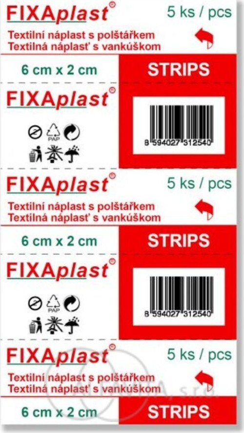 FIXAplast textil.náplast s polštářkem 6x2cm 5ks
