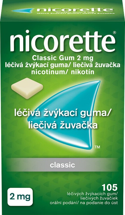 NICORETTE CLASSIC GUM 2MG léčivé žvýkačky 105