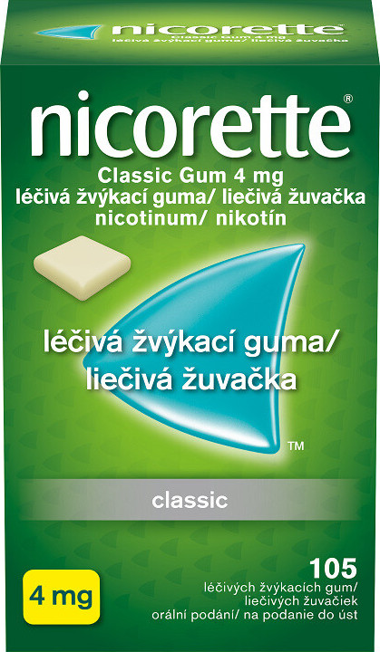 NICORETTE CLASSIC GUM 4MG léčivé žvýkačky 105