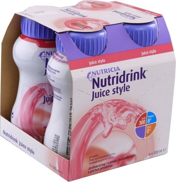 NUTRIDRINK JUICE STYLE S PŘÍCHUTÍ JAHODOVOU perorální roztok 4X200ML
