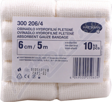 Obin. hydrofil.plet.nesteril.6cmx5m bal.10ks