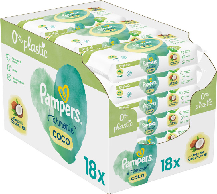 Pampers Coconut Pure vlhčené ubrousky 18x42 ks