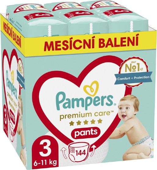 Pampers Premium Care kalhotkové plenky Monthly Box S3 144ks