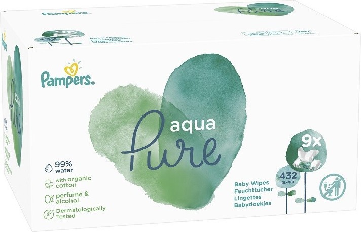 Pampers ubrousky Aqua Pure 9x48 ks